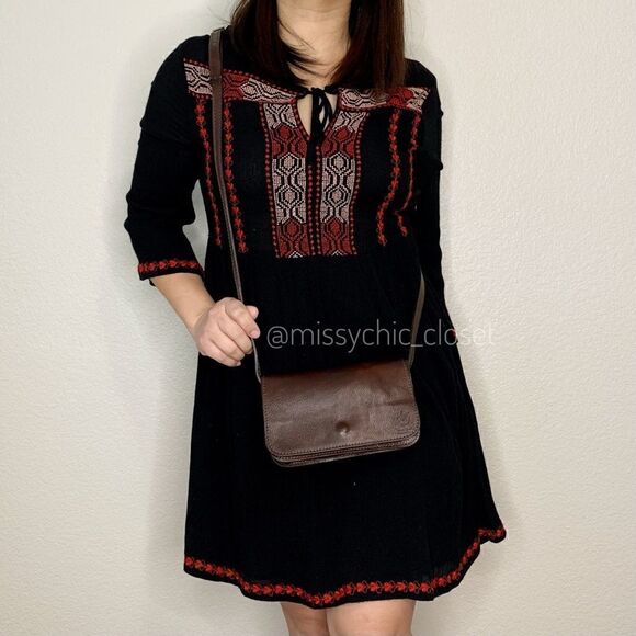 Vera Pelle Handbags - Vera Pelle Dark Brown Genuine Leather Flap Crossbody Bag